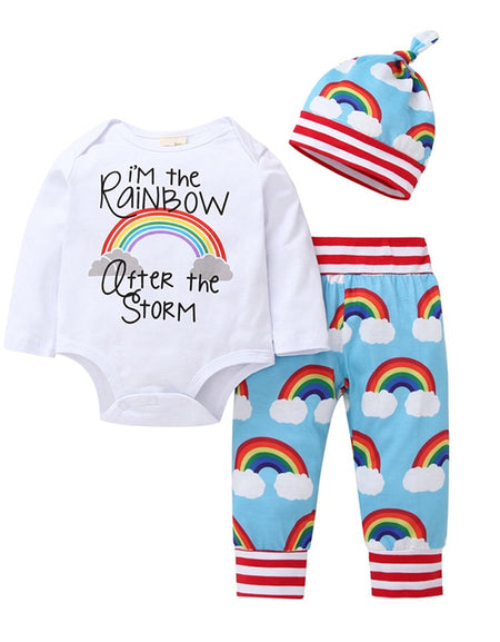 Baby Boys Clothing Set Cotton Long Sleeve Romper Tops Pant Hat sets