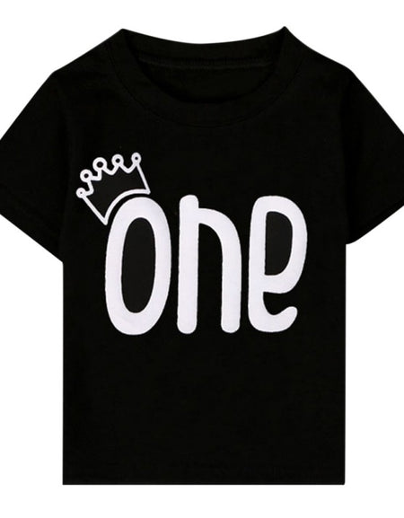 Baby Boys Black ONE Fashion Short Sleeve Shirt
