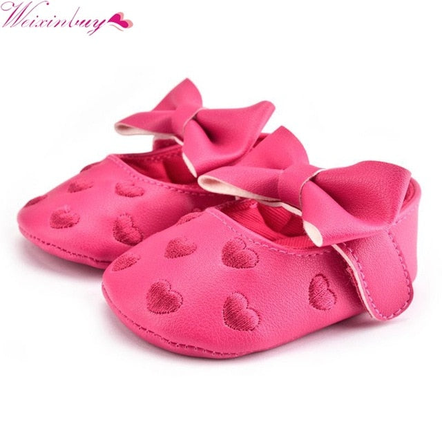 Leather Baby Girl Moccasins Shoes Bow Fringe Soft Soled Non-slip
