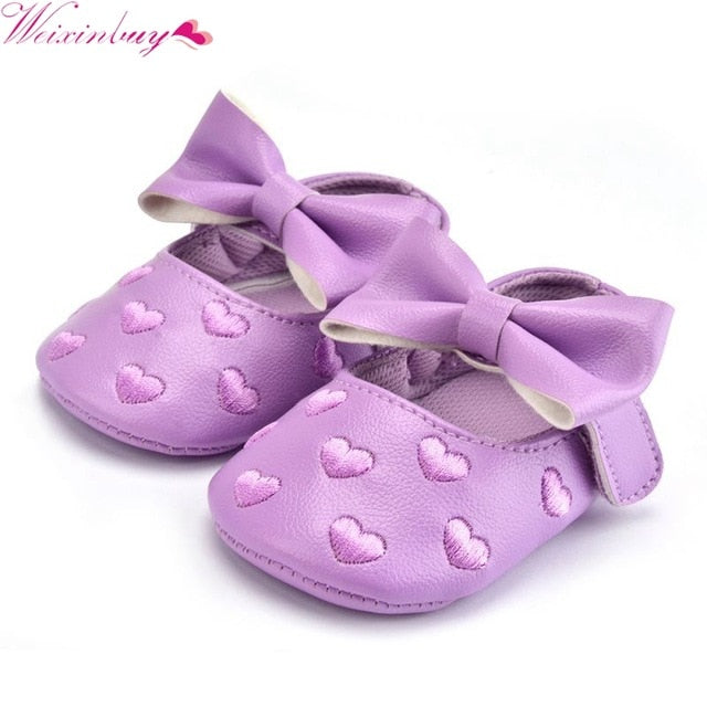 Leather Baby Girl Moccasins Shoes Bow Fringe Soft Soled Non-slip