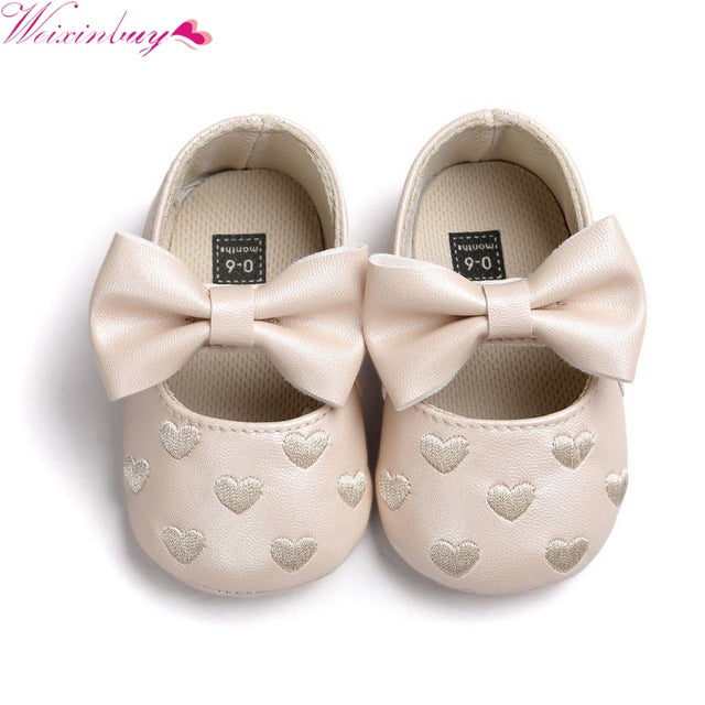 Leather Baby Girl Moccasins Shoes Bow Fringe Soft Soled Non-slip