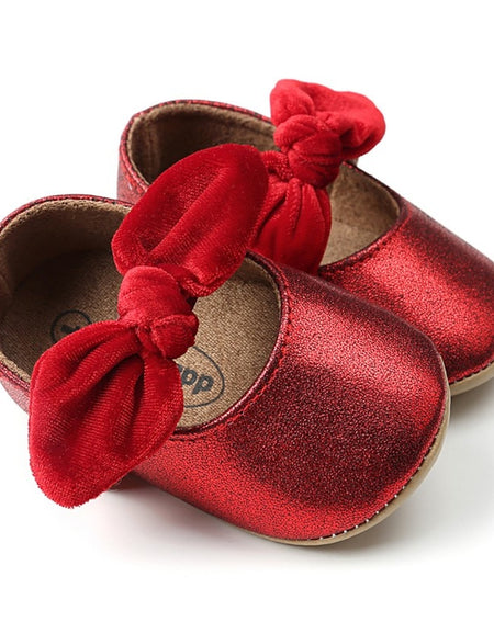 Red Bow soft soled Newborn Girls Sneaker Prewalker