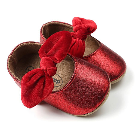 Red Bow soft soled Newborn Girls Sneaker Prewalker