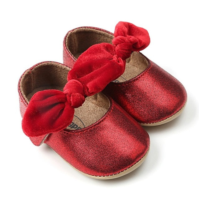 Red Bow soft soled Newborn Girls Sneaker Prewalker
