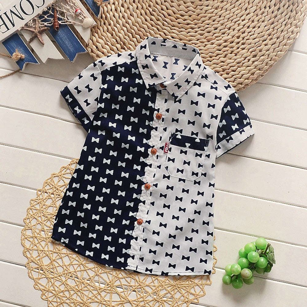 Baby Boy Plaid Pocket T-shirt Short Sleeve