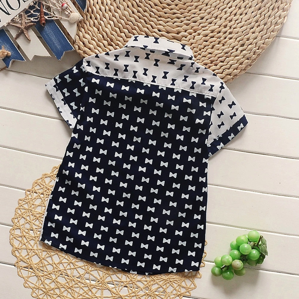 Baby Boy Plaid Pocket T-shirt Short Sleeve