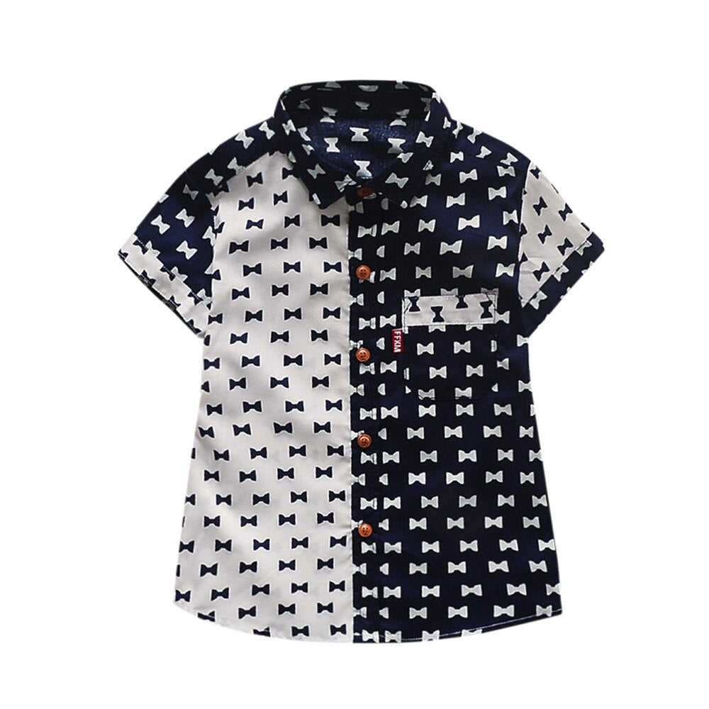 Baby Boy Plaid Pocket T-shirt Short Sleeve