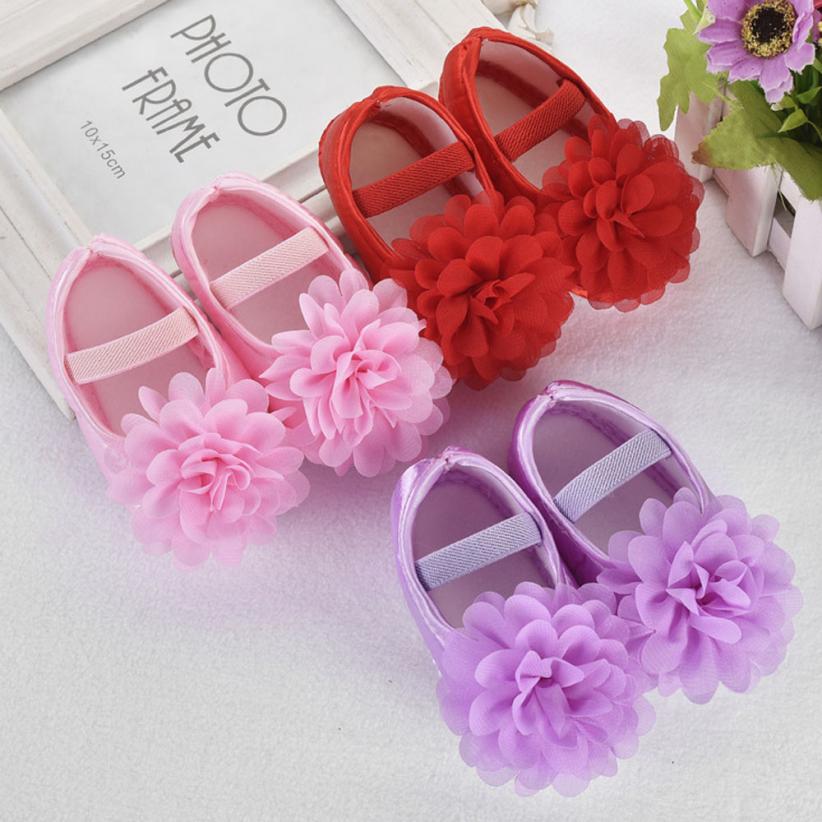 Baby Girl Chiffon Flower Elastic Band Newborn Walking Shoes
