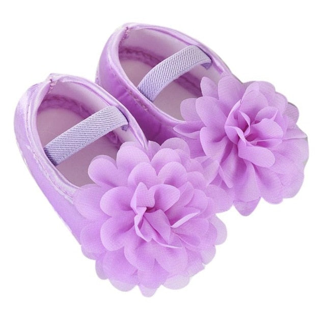 Baby Girl Chiffon Flower Elastic Band Newborn Walking Shoes