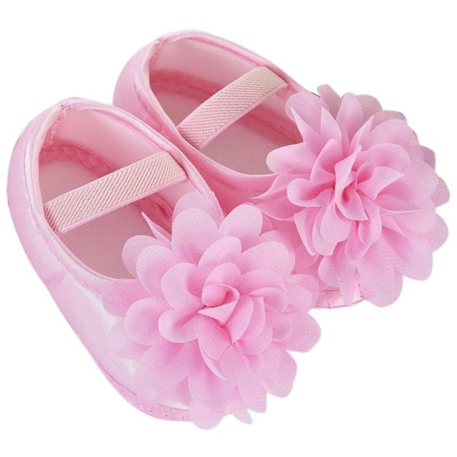 Baby Girl Chiffon Flower Elastic Band Newborn Walking Shoes