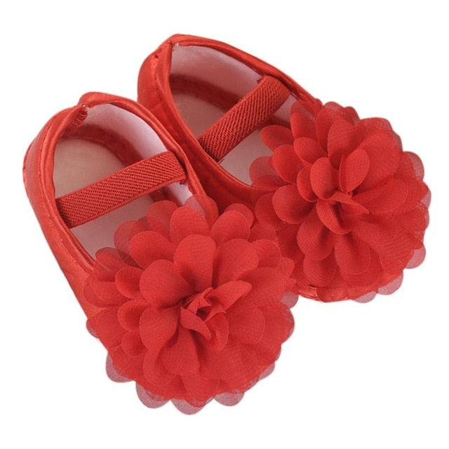 Baby Girl Chiffon Flower Elastic Band Newborn Walking Shoes