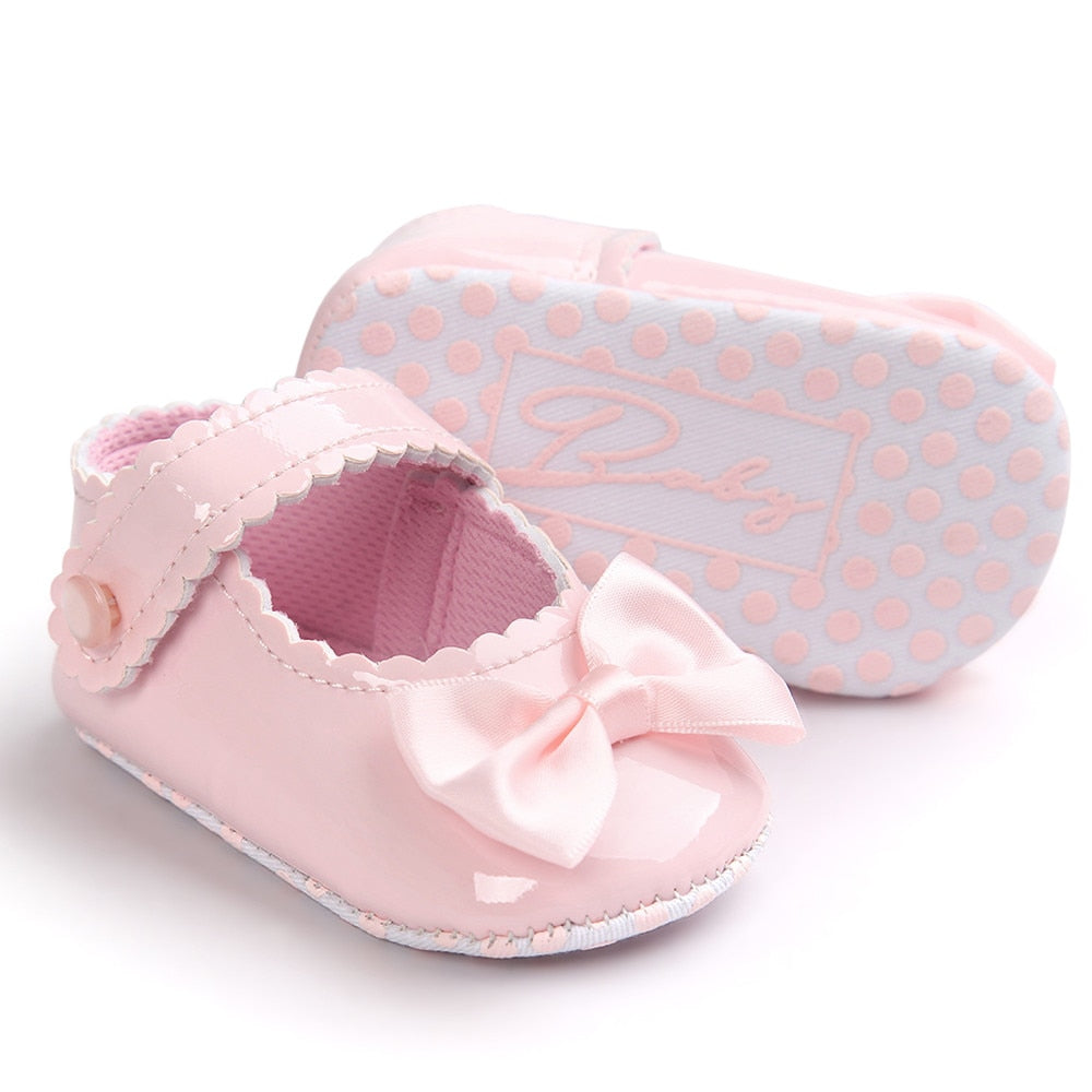 Baby Girl shoes lovely Bowknot Leather Anti-Slip Sneakers Soft