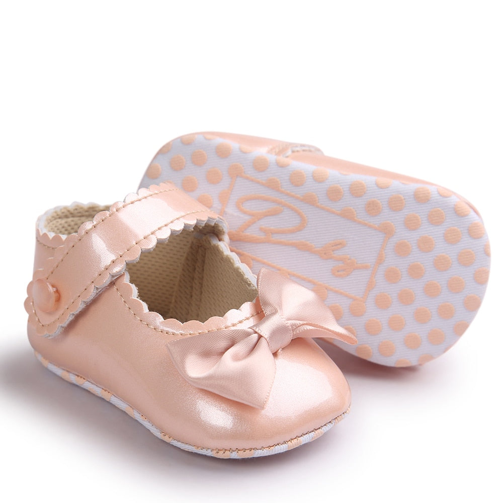 Baby Girl shoes lovely Bowknot Leather Anti-Slip Sneakers Soft