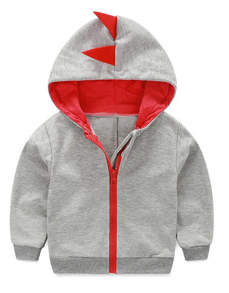 Baby Boy Dinosaur Pattern Hooded Zipper Tops Clothes Coat