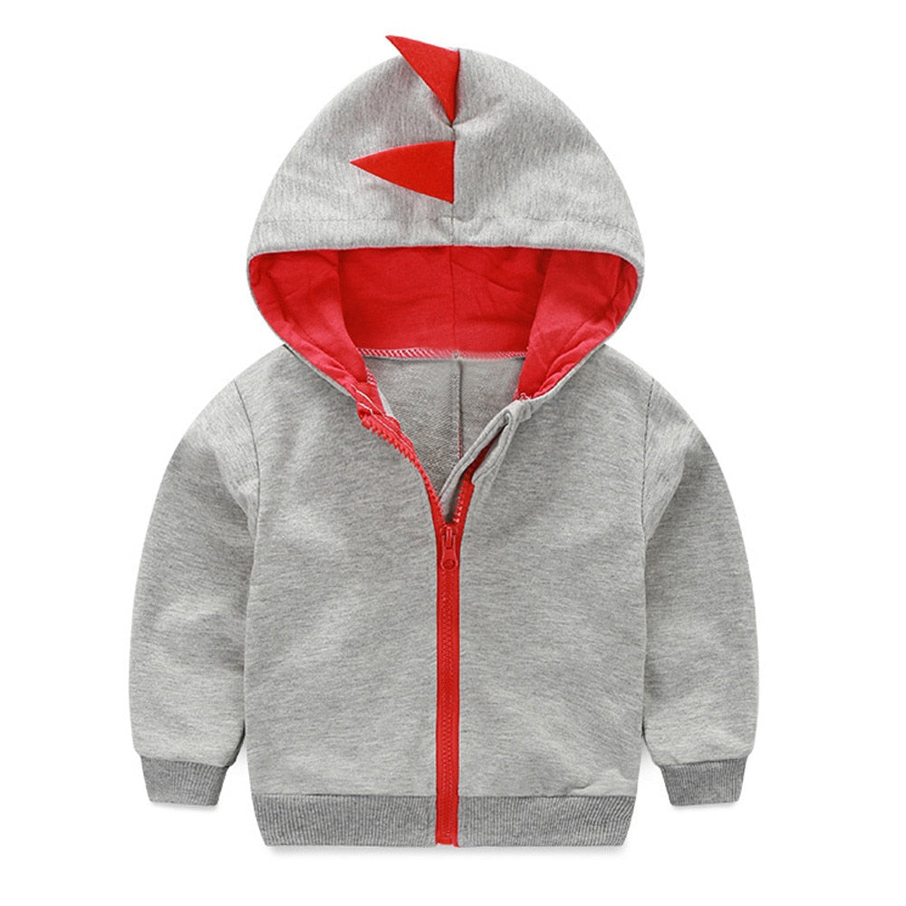 Baby Boy Dinosaur Pattern Hooded Zipper Tops Clothes Coat