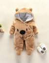 New Baby Cartoon Romper Winter Clothes hooded