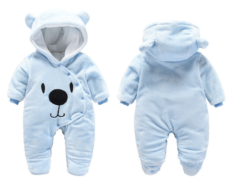 New Baby Cartoon Romper Winter Clothes hooded