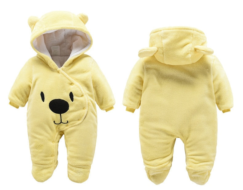 New Baby Cartoon Romper Winter Clothes hooded