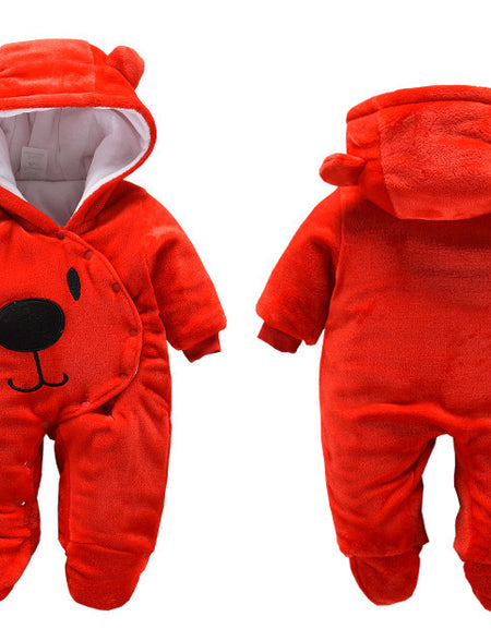 New Baby Cartoon Romper Winter Clothes hooded