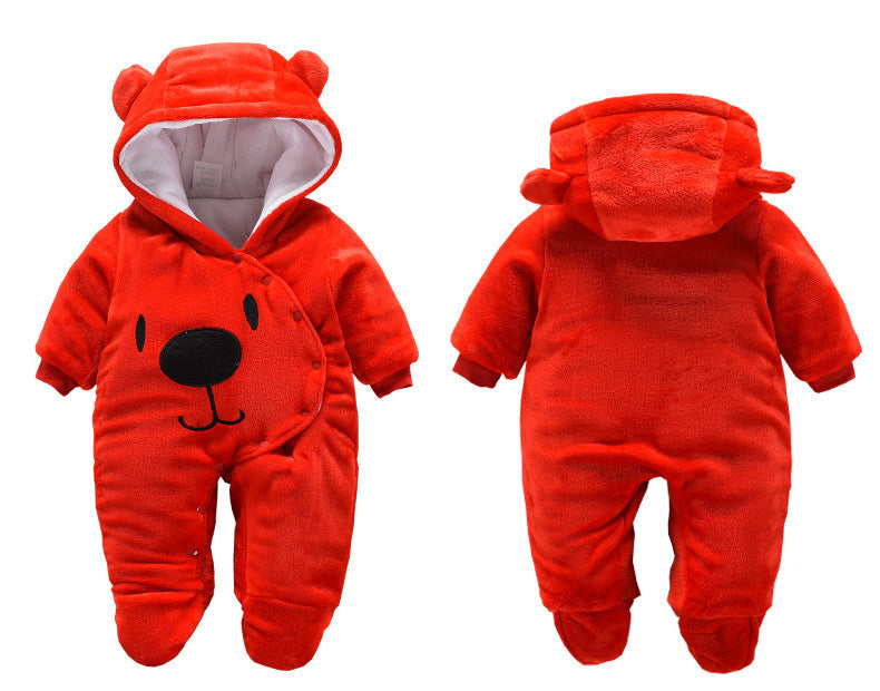 New Baby Cartoon Romper Winter Clothes hooded