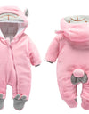 New Baby Cartoon Romper Winter Clothes hooded