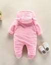 New Baby Cartoon Romper Winter Clothes hooded