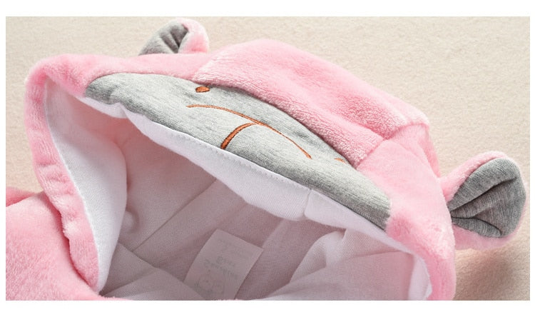 New Baby Cartoon Romper Winter Clothes hooded