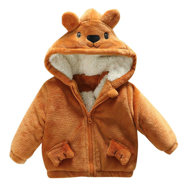 Winter Warm Hooded Coat Baby Rabbit Ears Cloak Cute Jacket Thick
