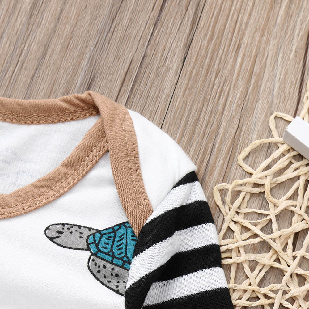 Baby Boy Tortoise Striped Romper Jumpsuit Hat