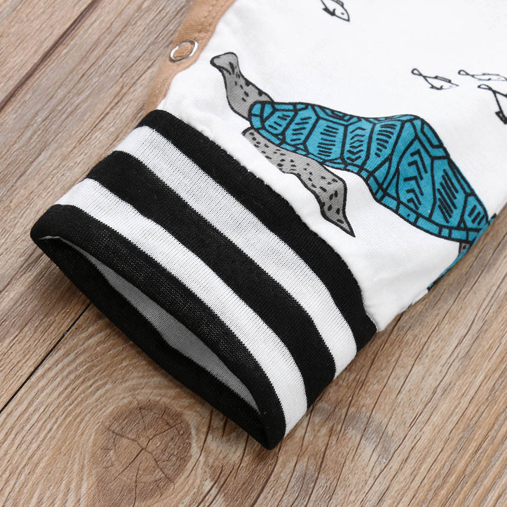 Baby Boy Tortoise Striped Romper Jumpsuit Hat