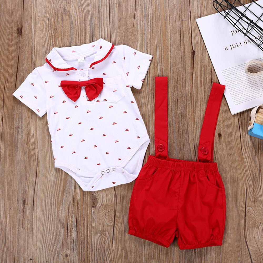 Baby Boys Short Sleeve Romper Pants Set Outfits