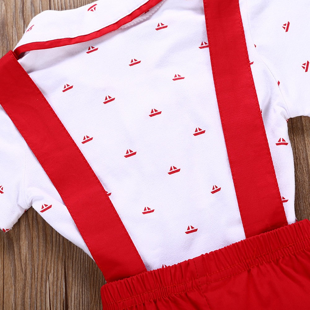 Baby Boys Short Sleeve Romper Pants Set Outfits