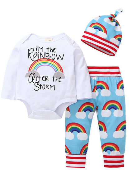 Baby Boys Clothing Set Cotton Long Sleeve Romper Tops Pant Hat sets