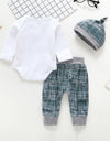 Baby Boys Clothing Set Cotton Long Sleeve Romper Tops Pant Hat sets