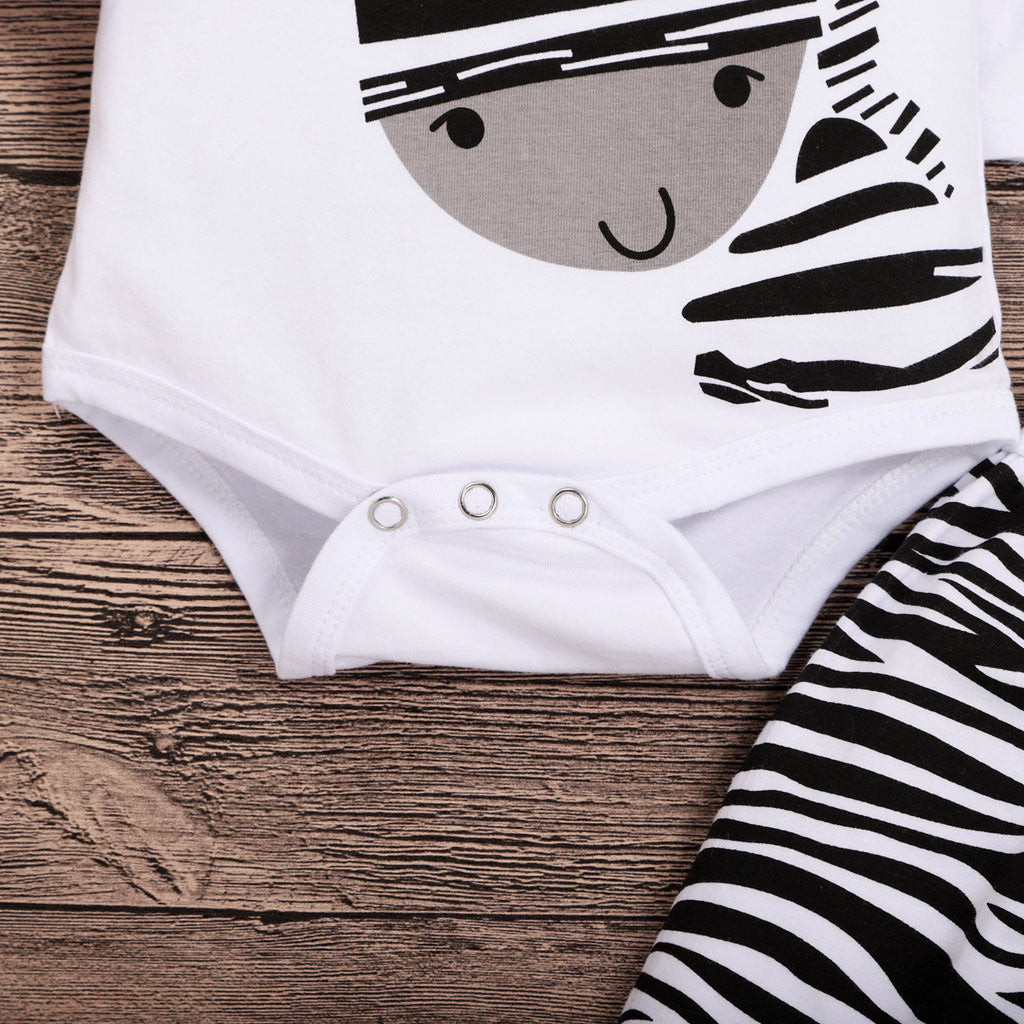 Baby Boy Clothing Set Zebra Romper Pants Hat