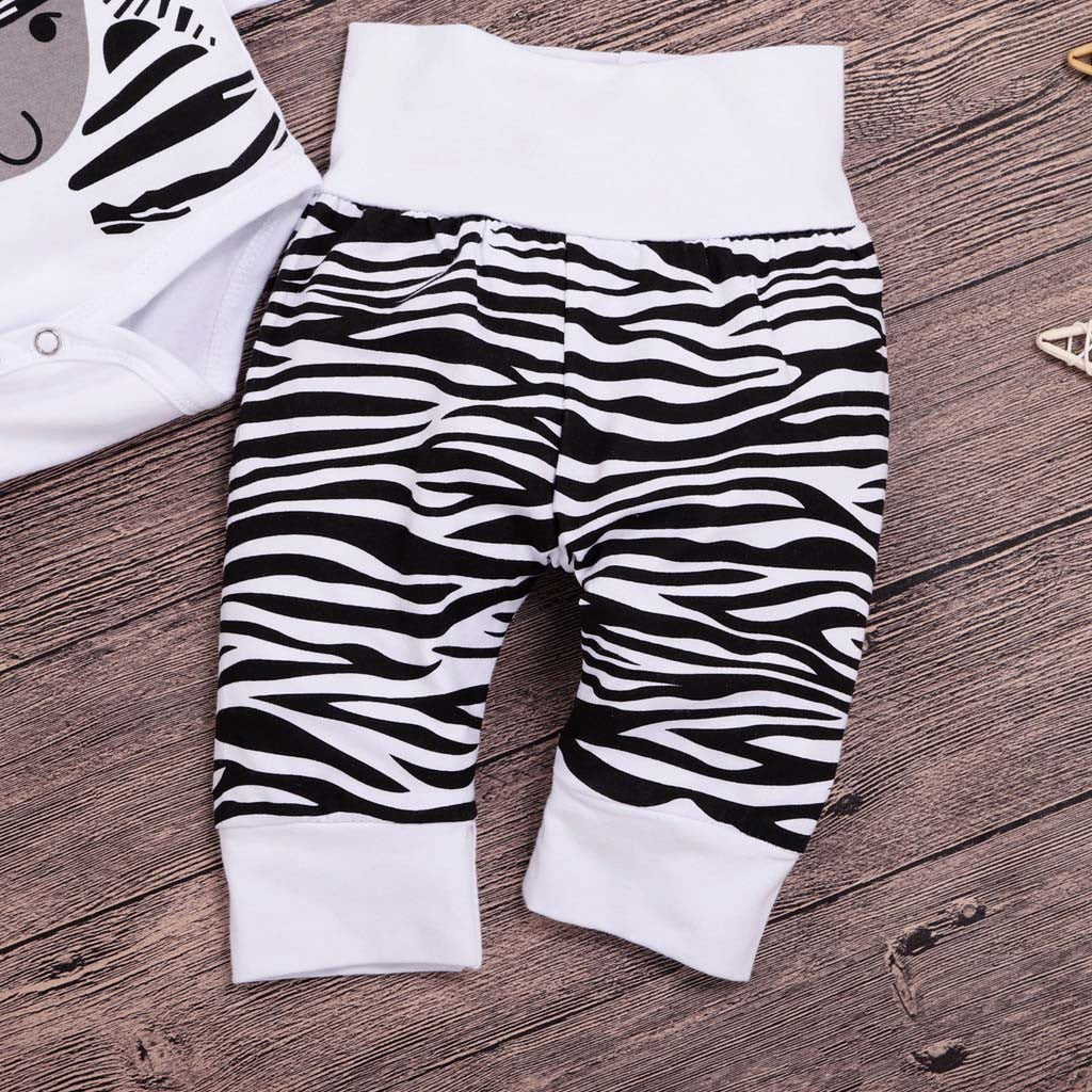Baby Boy Clothing Set Zebra Romper Pants Hat