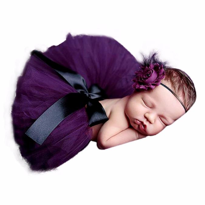 Newborn Photography Props Costume Baby Cute Yarn Skirt+Headband