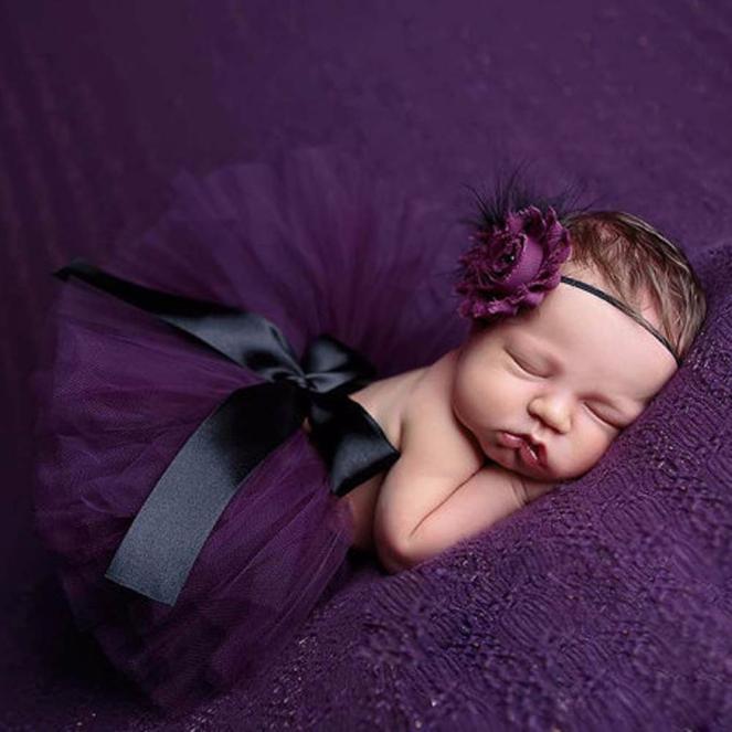 Newborn Photography Props Costume Baby Cute Yarn Skirt+Headband