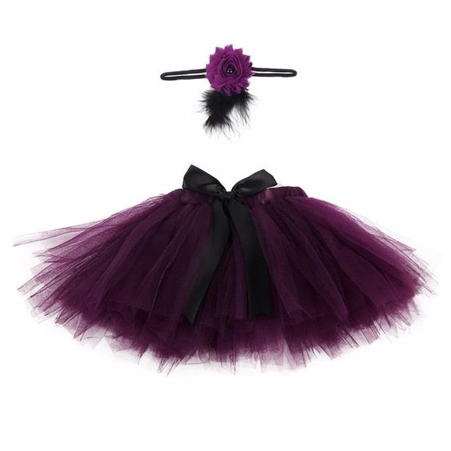 Newborn Photography Props Costume Baby Cute Yarn Skirt+Headband