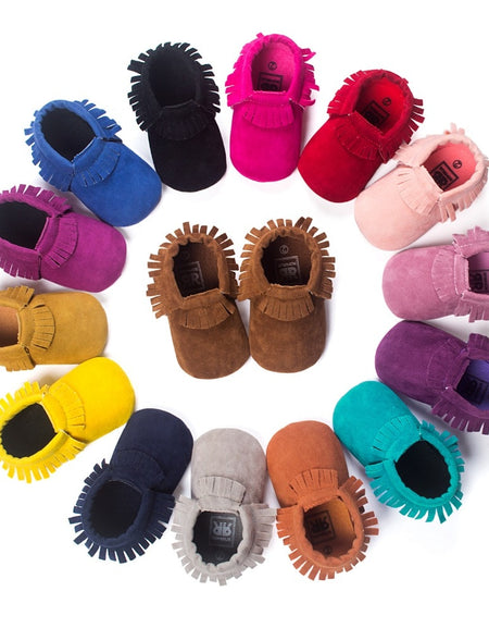 Baby Girl Moccasins Soft Shoes Fringe Soled