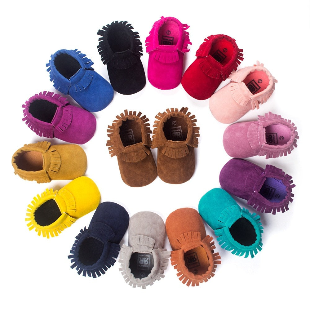 Baby Girl Moccasins Soft Shoes Fringe Soled