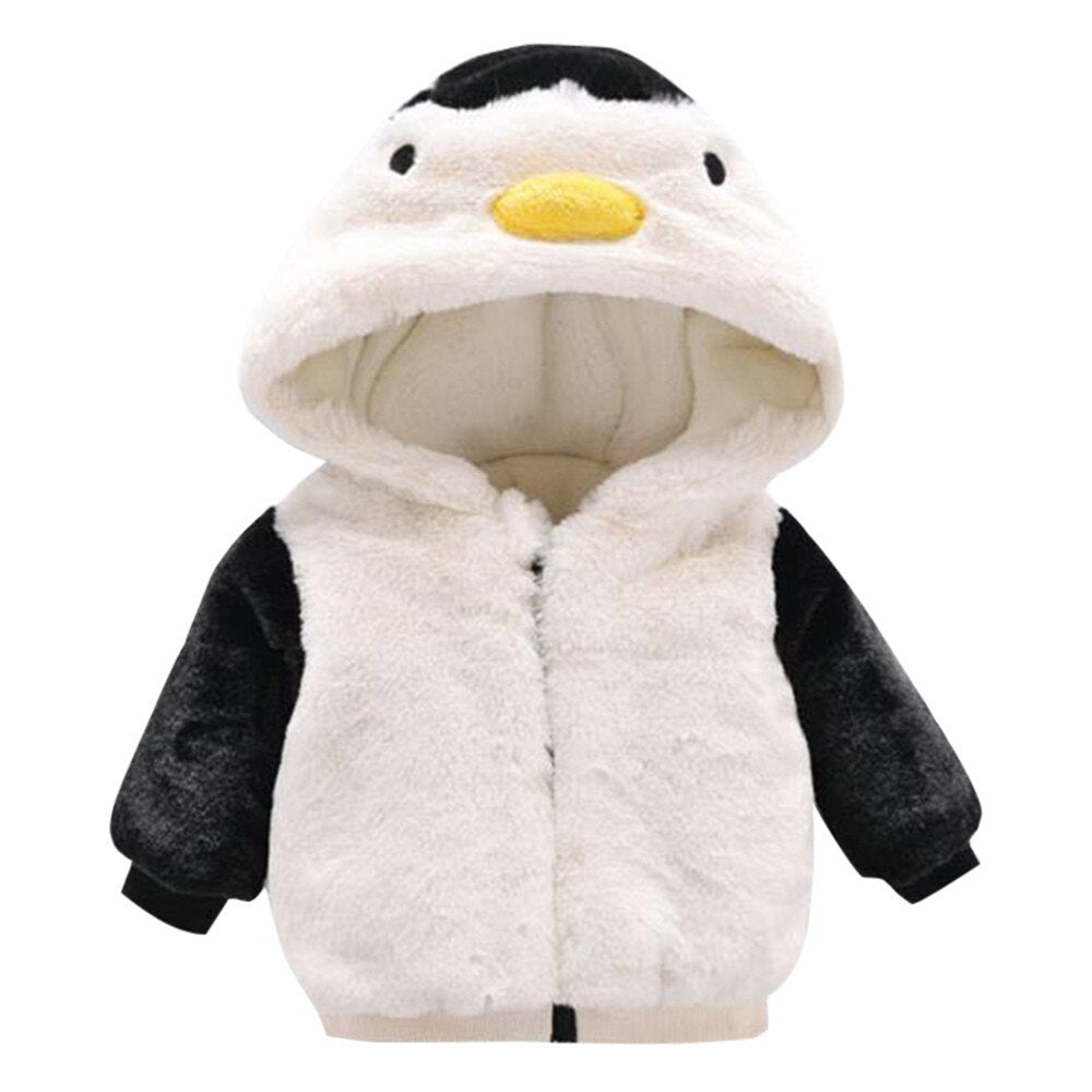 Baby Boys Coat Winter Jacket Thick Penguin Fleece Long Sleeve