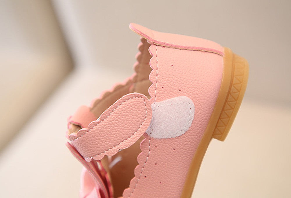 Baby Girl Pure Color Rabbit Ear Small Leather Knot Wave Side Princess