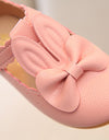 Baby Girl Pure Color Rabbit Ear Small Leather Knot Wave Side Princess