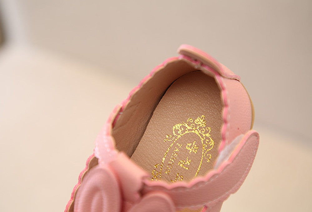 Baby Girl Pure Color Rabbit Ear Small Leather Knot Wave Side Princess