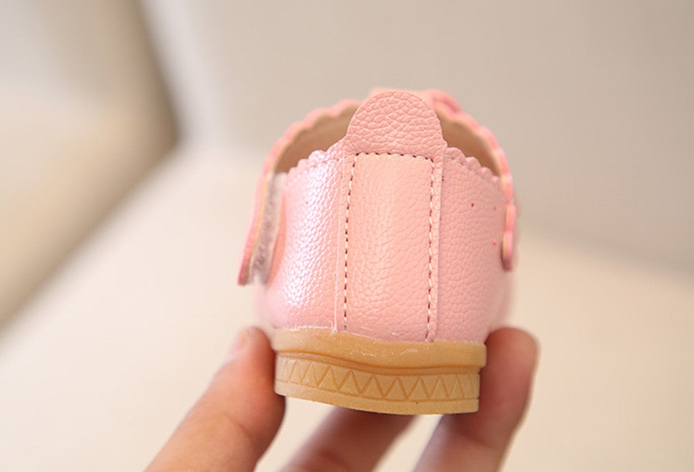 Baby Girl Pure Color Rabbit Ear Small Leather Knot Wave Side Princess