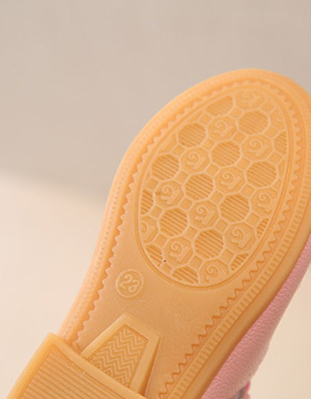 Baby Girl Pure Color Rabbit Ear Small Leather Knot Wave Side Princess