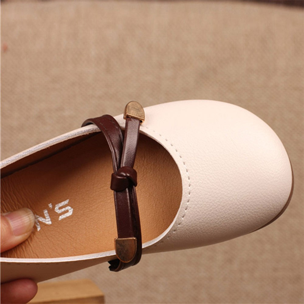 Baby Moccasin Shoes Soft Bottom Tie Leather Shallow Princess