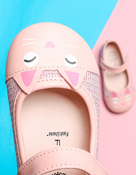 Baby Girls Leather Shoes Cartoon Cat