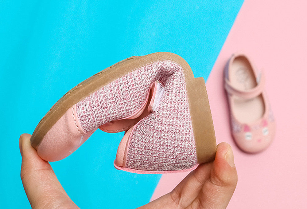 Baby Girls Leather Shoes Cartoon Cat